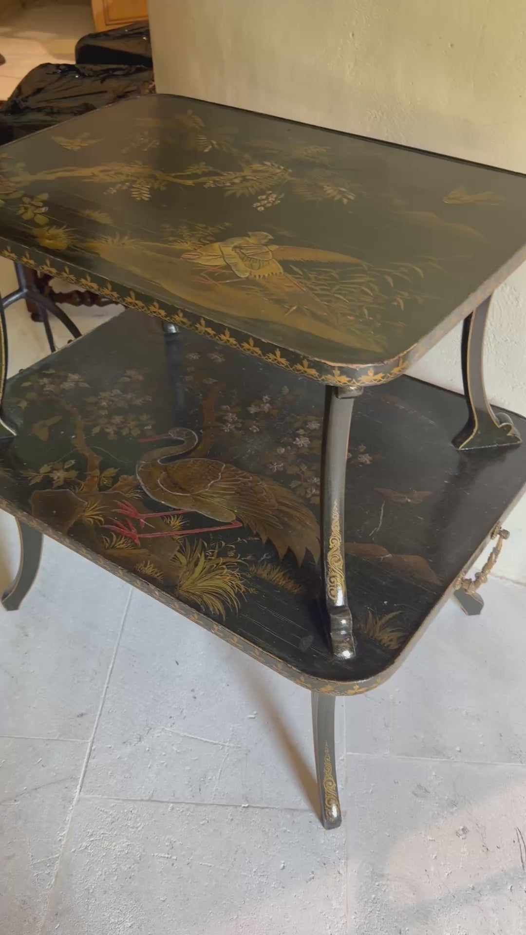 Load video: Chinoiserie Two Tiered Table - France