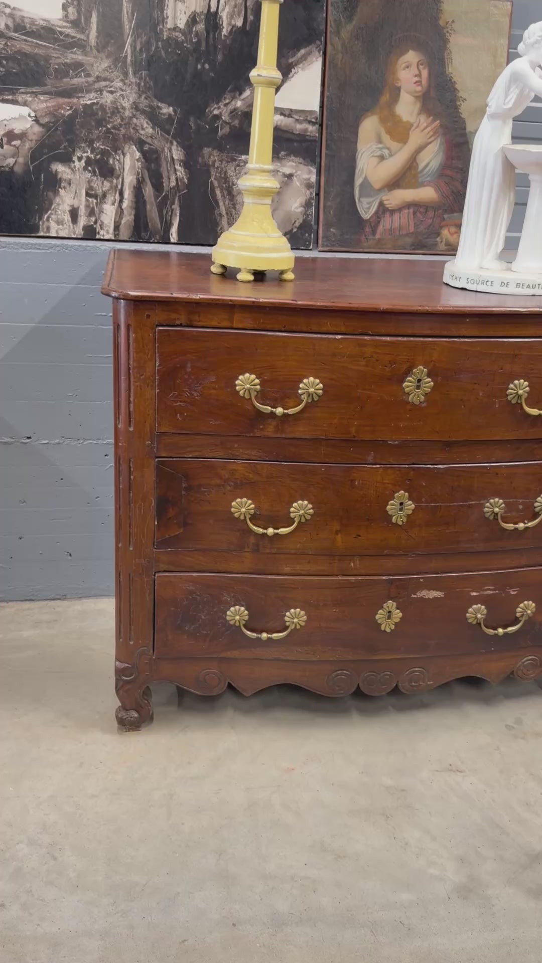 Load video: French Oak Louis XVI Style Chest c1880