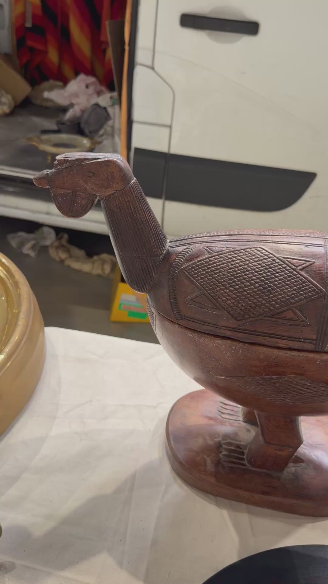 Load video: Wooden Carved Poulette Box - France
