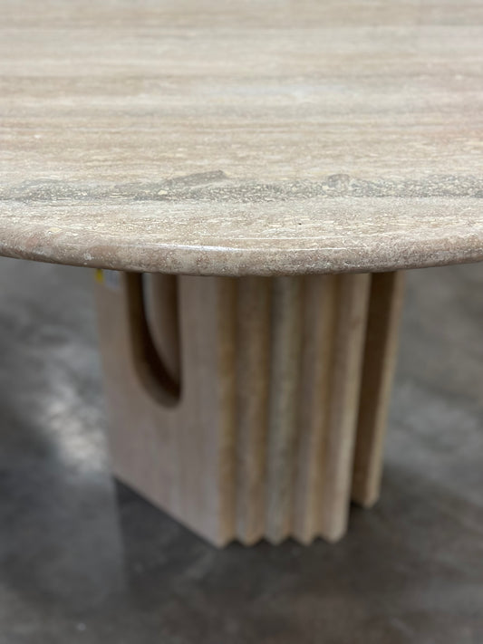 Italian Travertine Round Table - Midcentury