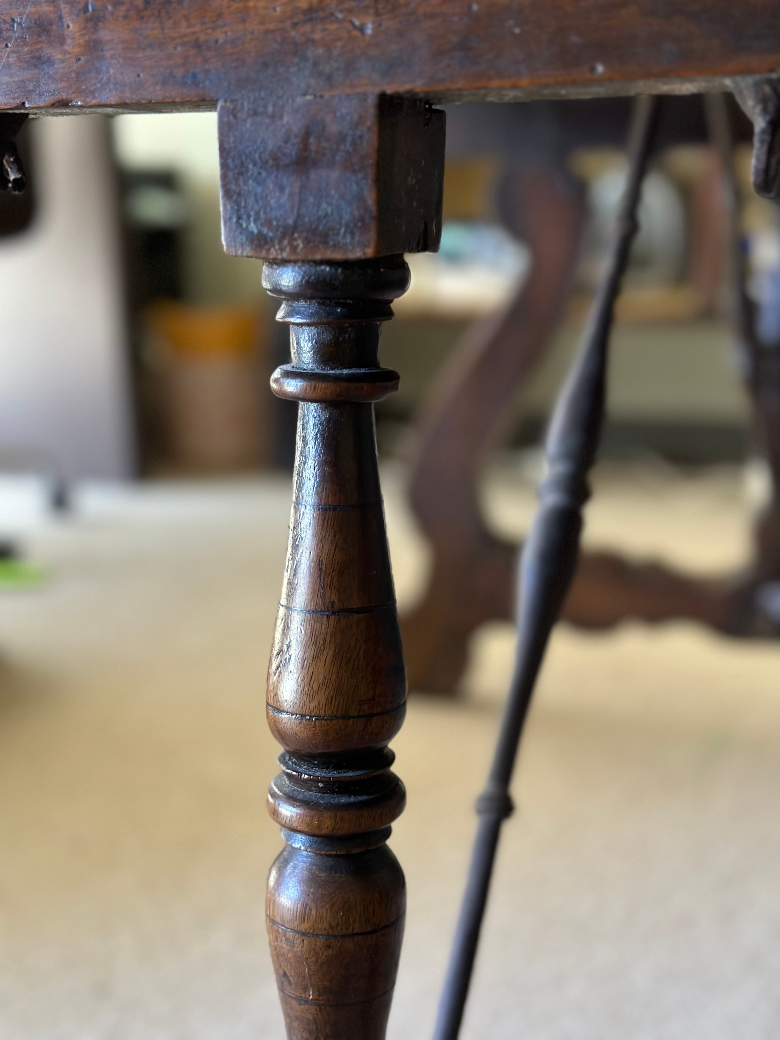 Italian Walnut Refectory Table With Iron Stretcher  c1780
