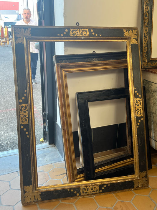 Italian Black and Gold Mirror  c1800 - Medium